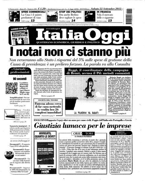 Italia oggi : quotidiano di economia finanza e politica